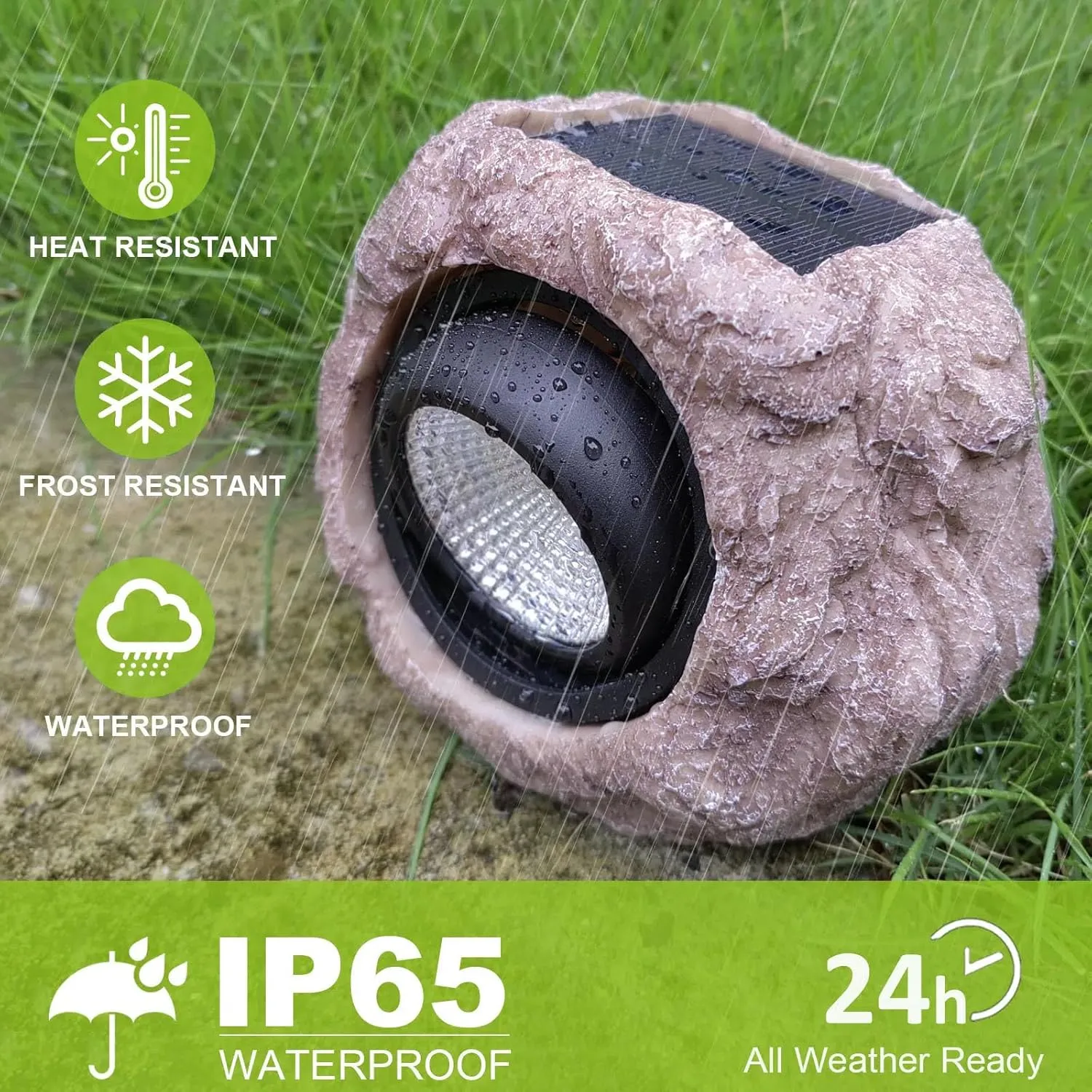 Solar Garden Rock Lights Outdoor - IP65 LED Waterproof Solar Spotlight, Decorative Garden Stone Lights for Pathway, Walkway, Yard, Patio (2 Pack)