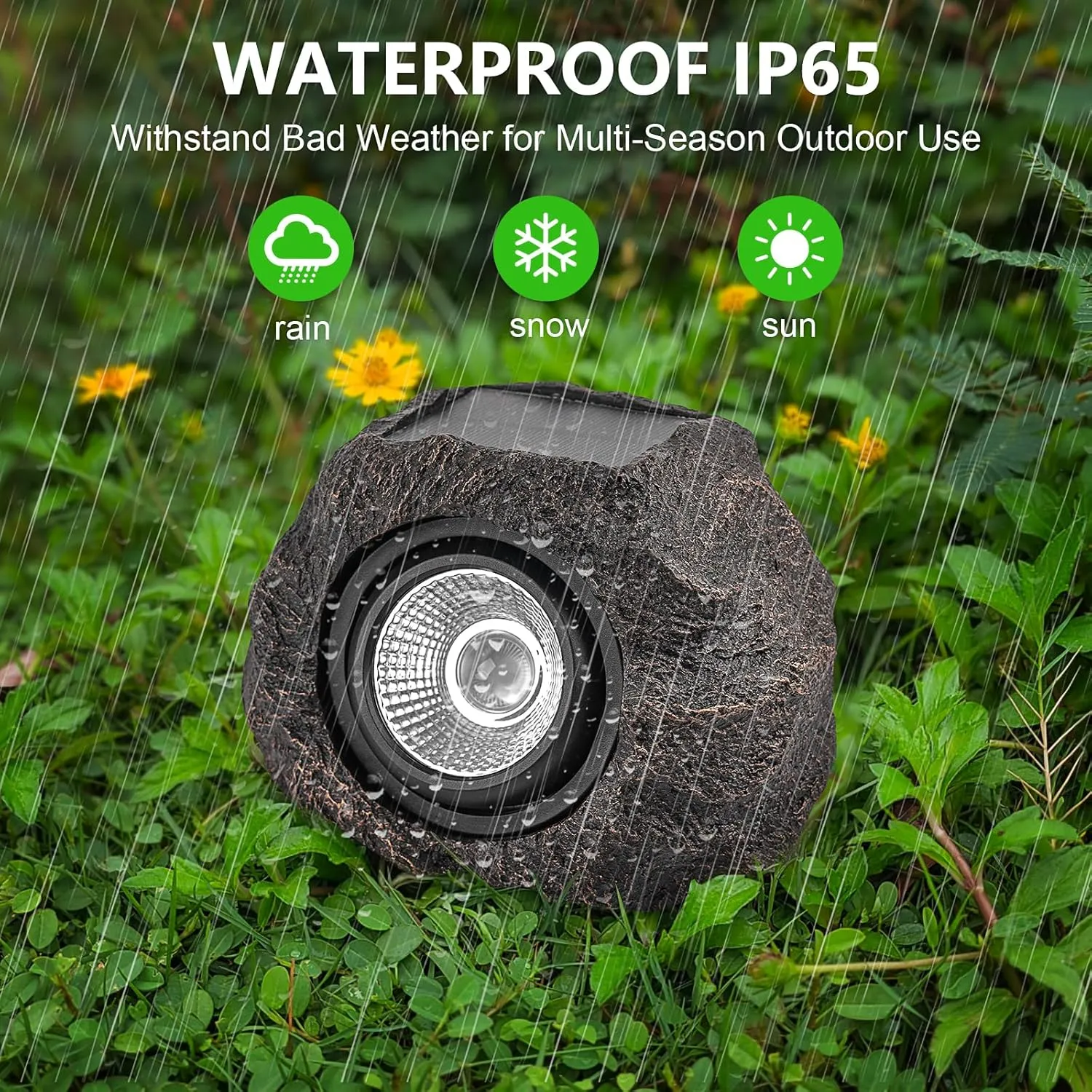Solar Garden Rock Lights Outdoor - IP65 LED Waterproof Solar Spotlight, Solar Powered Landscape Path Decorative Garden Stone Lights for Pathway, Walkway, Yard, Patio (4 Pack)