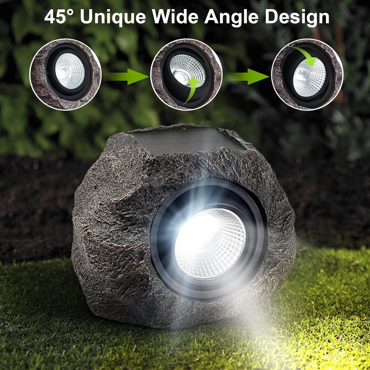 Solar Garden Rock Lights Outdoor - IP65 LED Waterproof Solar Spotlight, Solar Powered Landscape Path Decorative Garden Stone Lights for Pathway, Walkway, Yard, Patio (4 Pack)