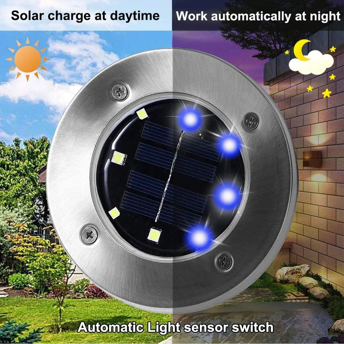 Solar Ground Lights - Upgraded Waterproof Garden Lights for Outdoor, Landscape, Yard, Deck, Lawn, Patio, Walkway (8 Pack Blue)
