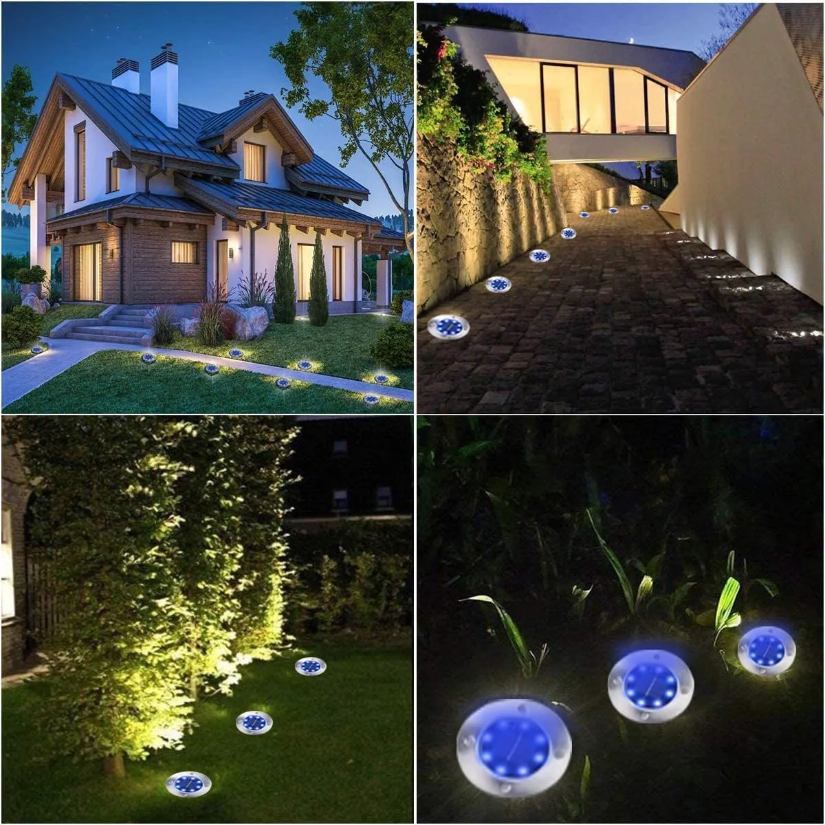 Solar Ground Lights - Upgraded Waterproof Garden Lights for Outdoor, Landscape, Yard, Deck, Lawn, Patio, Walkway (8 Pack Blue)