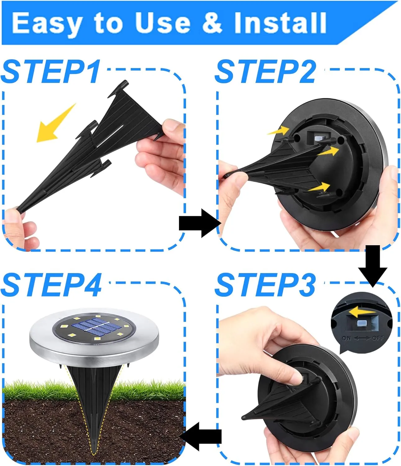 Solar Ground Lights, Waterproof Solar Garden Lights, Upgraded Outdoor Garden Waterproof Bright in-Ground Lights, Landscape Lights for Pathway,Yard,Deck,Lawn,Patio,Walkway (12 Pack Warm Light