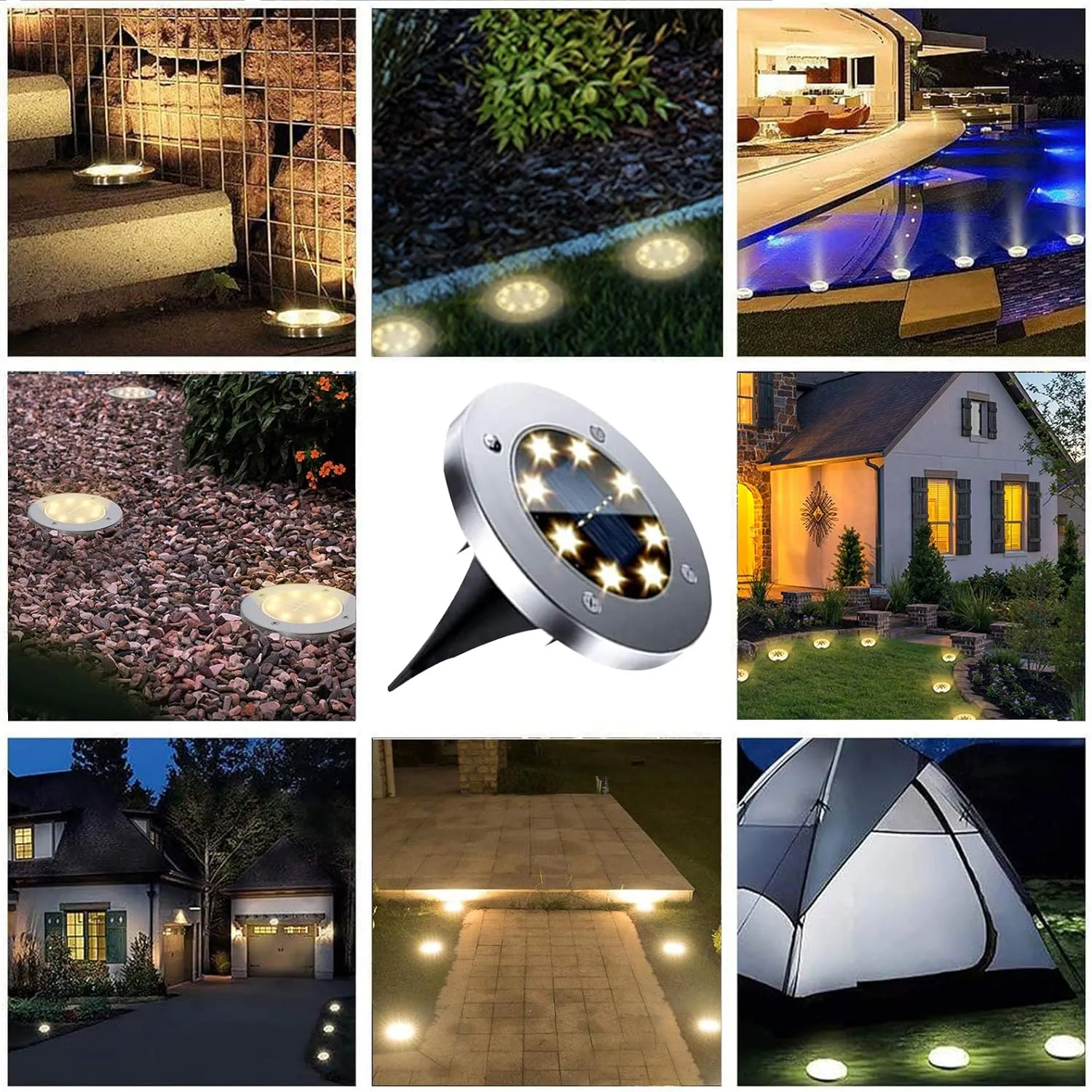Solar Ground Lights, Waterproof Solar Garden Lights, Upgraded Outdoor Garden Waterproof Bright in-Ground Lights, Landscape Lights for Pathway,Yard,Deck,Lawn,Patio,Walkway (12 Pack Warm Light