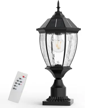 Solar Lamp Post Lights Outdoor Waterproof with Pier Mount Base, 20" H Large Aluminum Outside Solar Lights for Yard, Dusk to Dawn Outdoor Column Lights for Garden, Pathway, Patio(1 Pack)