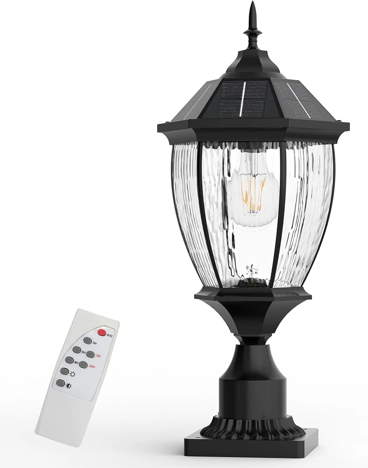 Solar Lamp Post Lights Outdoor Waterproof with Pier Mount Base, 20" H Large Aluminum Outside Solar Lights for Yard, Dusk to Dawn Outdoor Column Lights for Garden, Pathway, Patio(1 Pack)