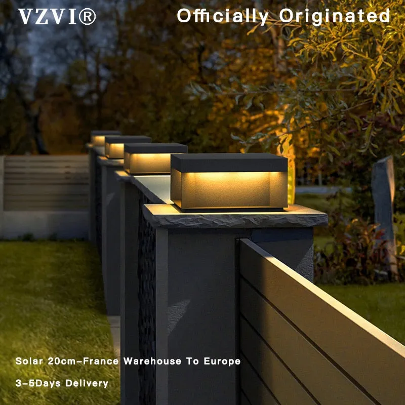 Solar LED Garden Light Outdoor Column Head Light Waterproof Street Light Fence Cap