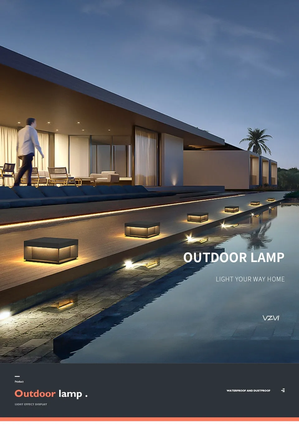 Solar LED Garden Light Outdoor Column Head Light Waterproof Street Light Fence Cap