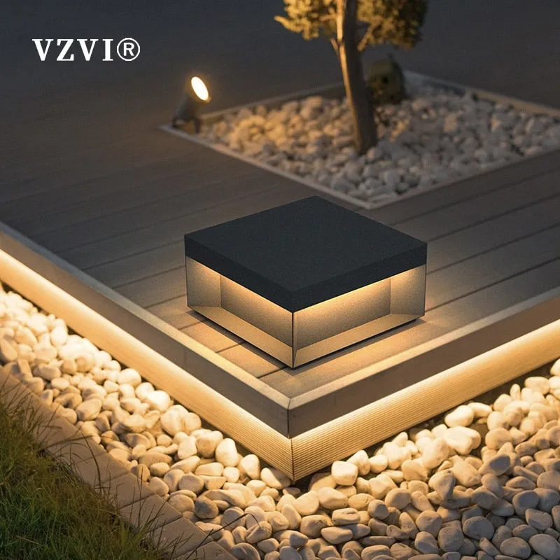 Solar LED Garden Light Outdoor Column Head Light Waterproof Street Light Fence Cap