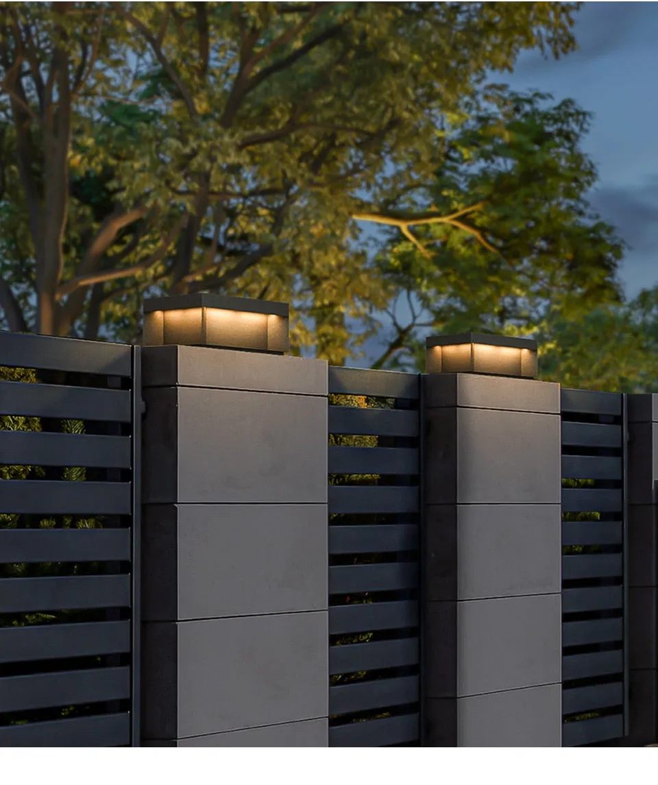 Solar LED Garden Light Outdoor Column Head Light Waterproof Street Light Fence Cap