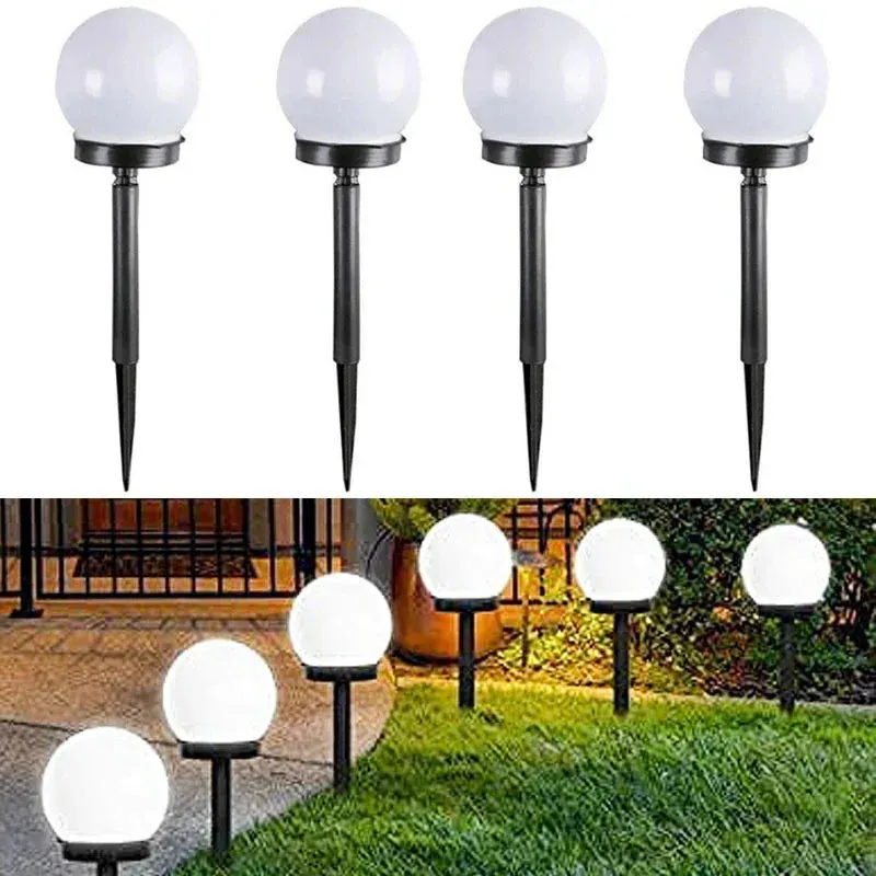 Solar LED Lawn Light, Outdoor Garden Light with White Bulb, Waterproof Street Light, ABS LED Solar Decor for Garden and Courtyard