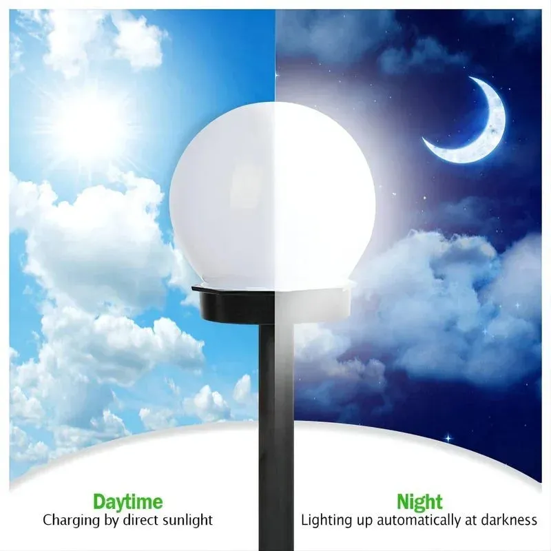 Solar LED Lawn Light, Outdoor Garden Light with White Bulb, Waterproof Street Light, ABS LED Solar Decor for Garden and Courtyard