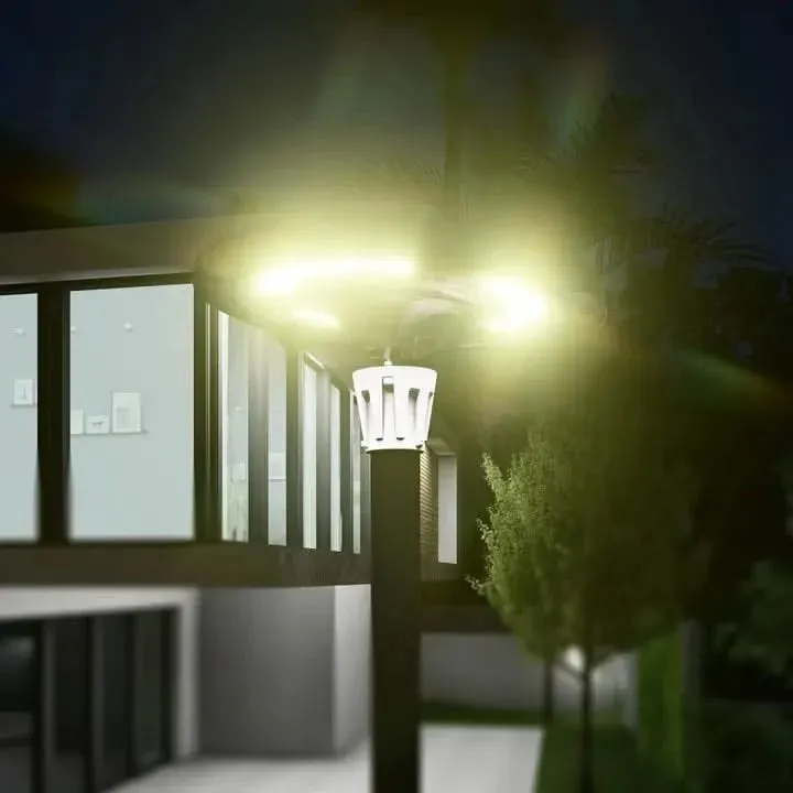 Solar Light For Outdoor UFO LED Street Post Lights For Road, Garden, Lawn, Pathway with Remote (800W, Aluminium)