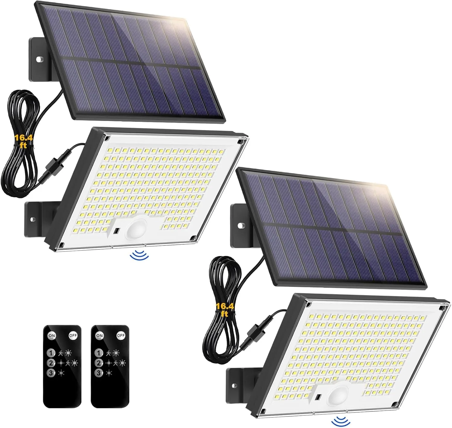Solar Lights for Outside, 172LED 3Modes Split Motion Sensor Outdoor Lights with Remote Control, Solar Lights Outdoor Waterproof IP65, Outdoor Solar Lights for Yard,Patio,Garden,Garage, 2 Pack