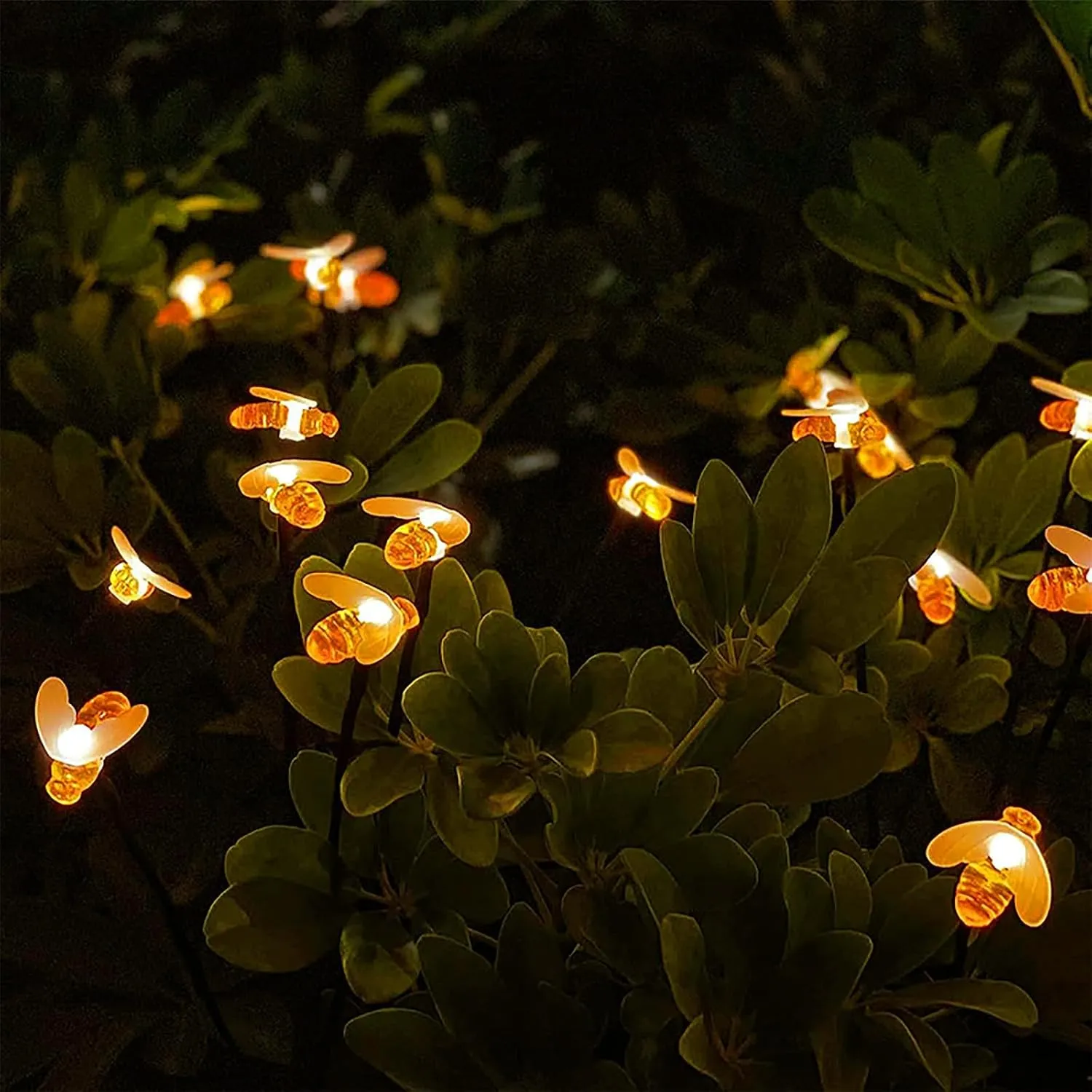 Solar Lights for Outside, [8 Flash Modes] Solar Garden Lights Outdoor Waterproof, Separate 1200mAh Solar Panel Daisy Chained to Swaying Bee Lighting, Perfect for Yard Pathway Patio - 2 Pack