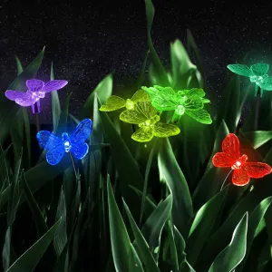 Solar Lights for Outside, RGB Breathing 12 Butterfly Solar Garden Lights - Outdoor Waterproof, Daisy Chained, Perfect for Yard Pathway Patio - 2 Pack
