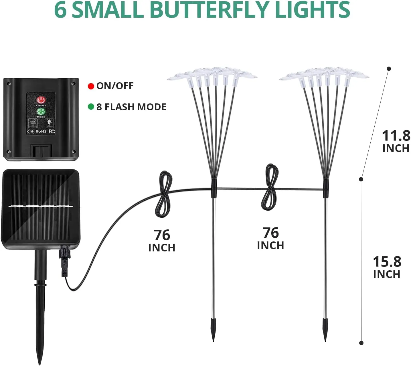 Solar Lights for Outside, RGB Breathing 12 Butterfly Solar Garden Lights - Outdoor Waterproof, Daisy Chained, Perfect for Yard Pathway Patio - 2 Pack