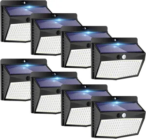 Solar Lights Outdoor, [138 LED/8 Packs] Solar Motion Sensor Security Lights with 3 Lighting Modes Solar Wall Lights Waterproof Solar Powered Lights Outside for Garden Fence Yard Deck Garage