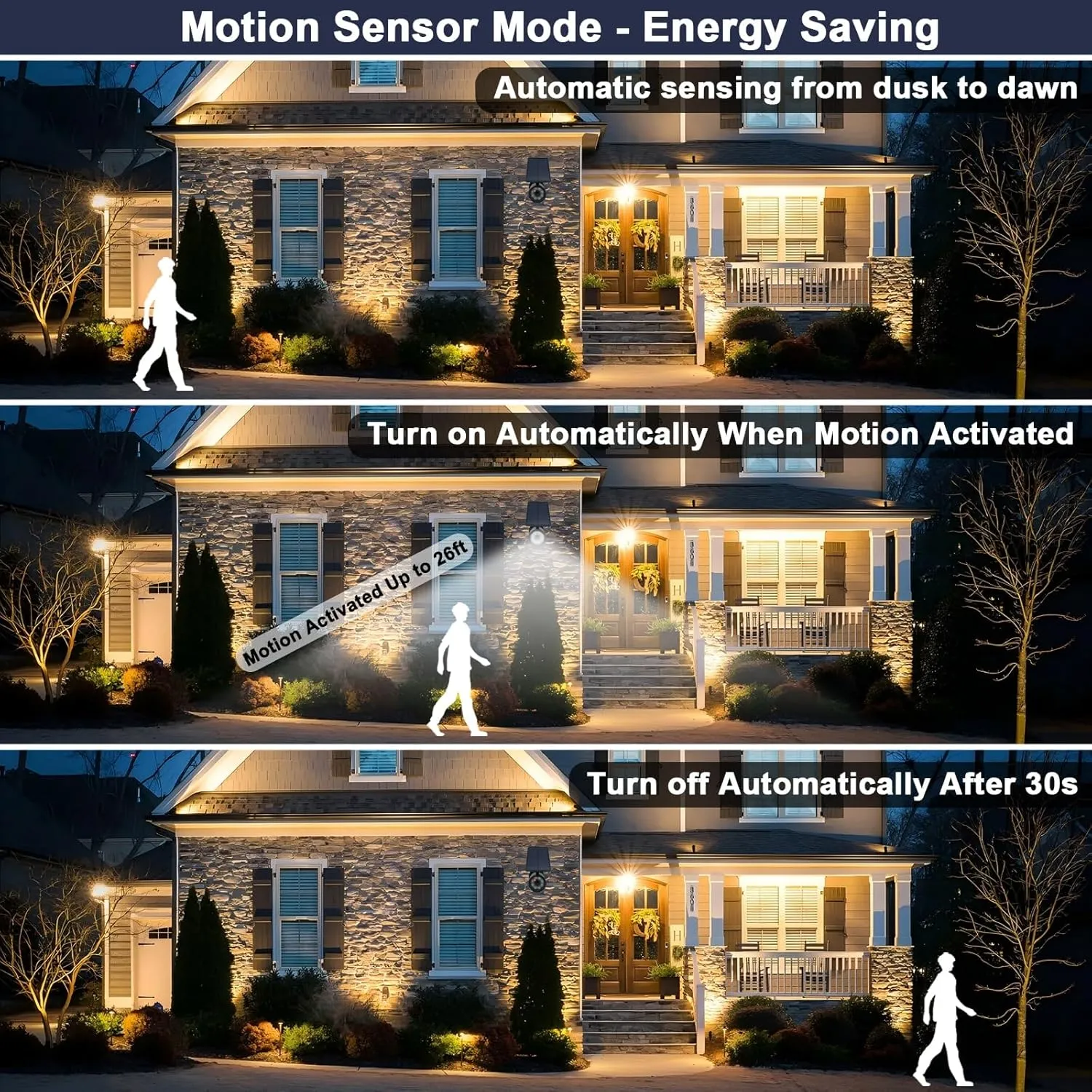 Solar Lights Outdoor Motion Sensor Flood Lights 2000LM IP67 Waterproof Security Spot Lights for Yard Garden Patio 2 Pack