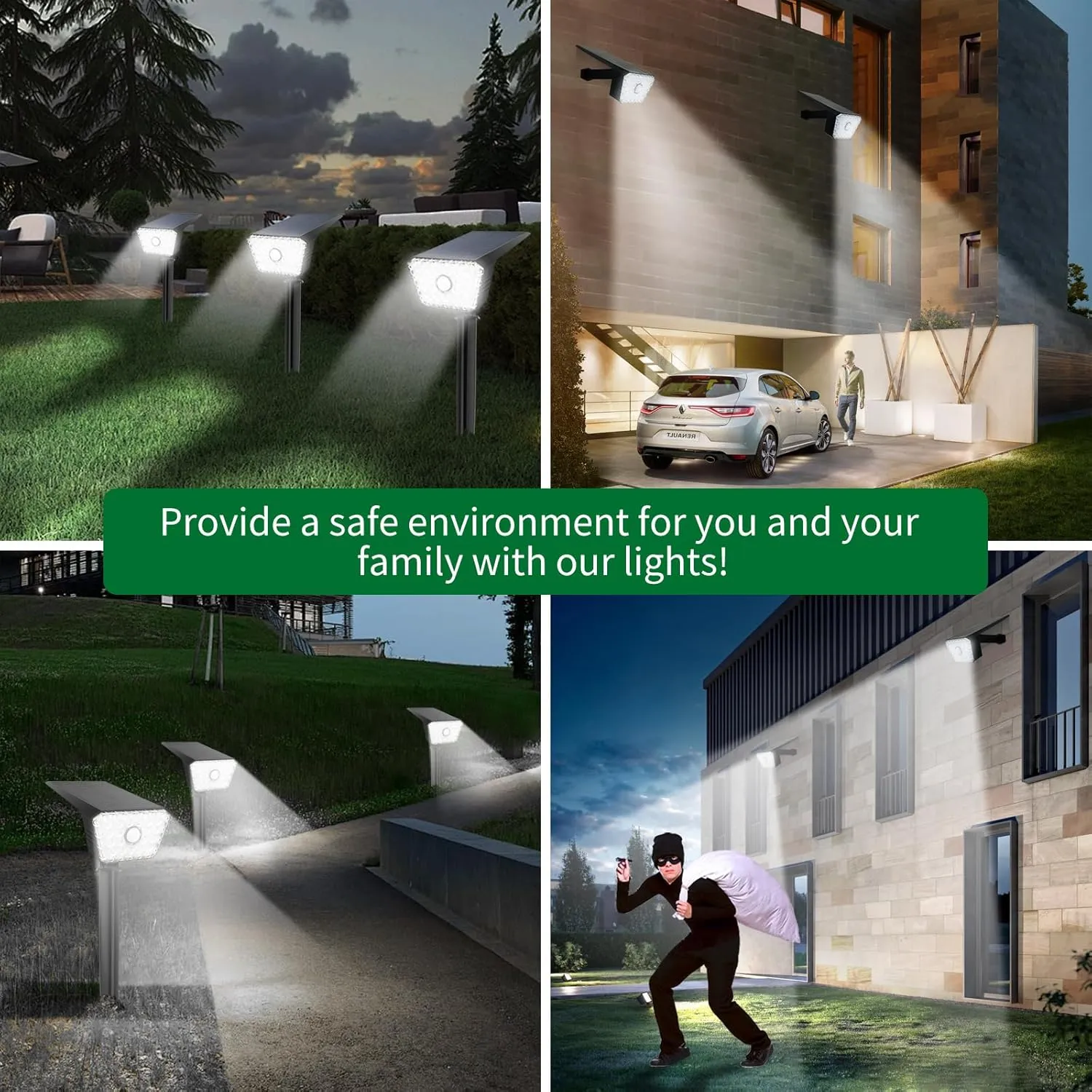 Solar Lights Outdoor Motion Sensor Landscape Lighting Solar Spotlights Waterproof IP67 4 Modes 7000K Auto On/Off Outdoor Solarpanel Lights for Yard Garden Pathway Driveway-6 Pack