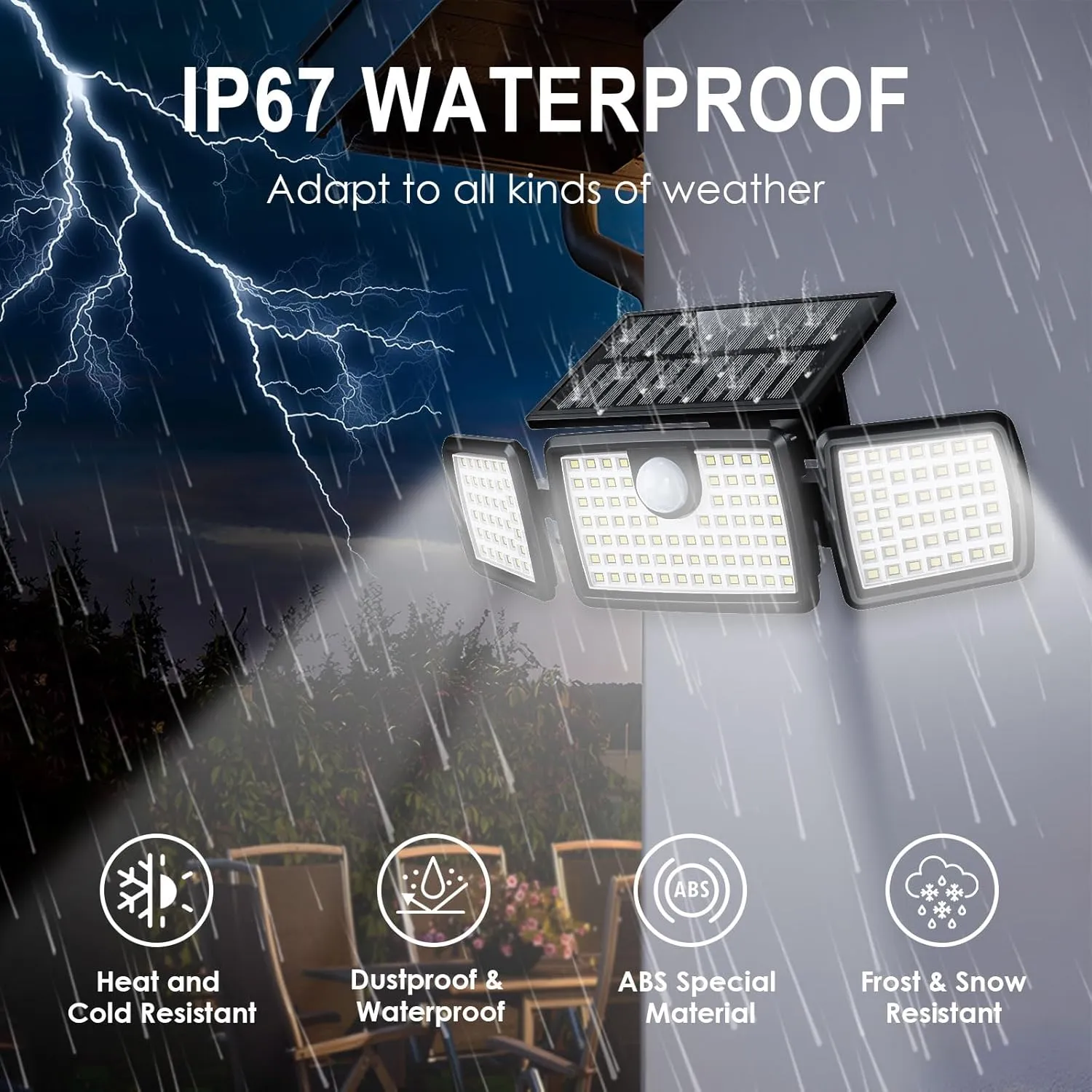 Solar Lights Outdoor, Solar Motion Deck Lights Outdoor for Deck with High Brightness, Larger Built-in Tempered Glass Solar Panel, Sensitive PIR Motion Inductor (Non-Remote,2 Pack)