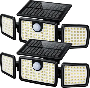 Solar Lights Outdoor, Solar Motion Deck Lights Outdoor for Deck with High Brightness, Larger Built-in Tempered Glass Solar Panel, Sensitive PIR Motion Inductor (Non-Remote,2 Pack)