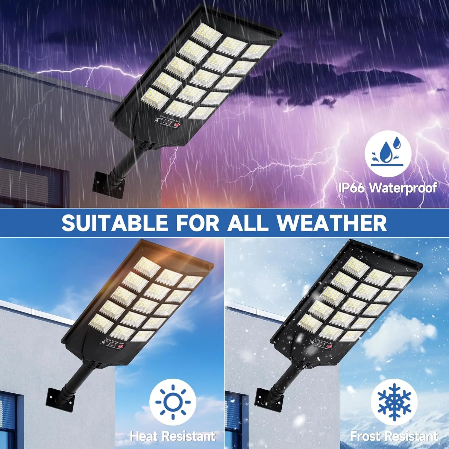Solar Lights Outdoor Waterproof, 6500K Dusk to Dawn Solar Street Light Motion Sensor with Remote Control, LED Security Light for Outside Garden Yard Parking Lot, Oudoor Flood Lights, 1PACK