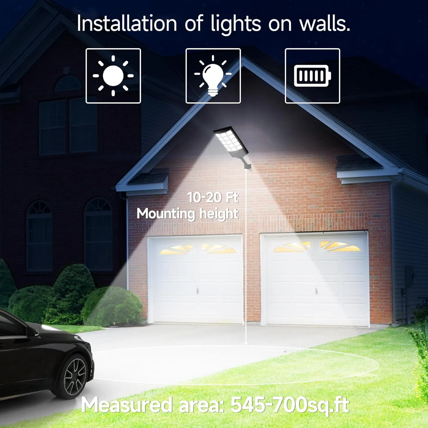Solar Lights Outdoor Waterproof, 6500K Dusk to Dawn Solar Street Light Motion Sensor with Remote Control, LED Security Light for Outside Garden Yard Parking Lot, Oudoor Flood Lights, 1PACK