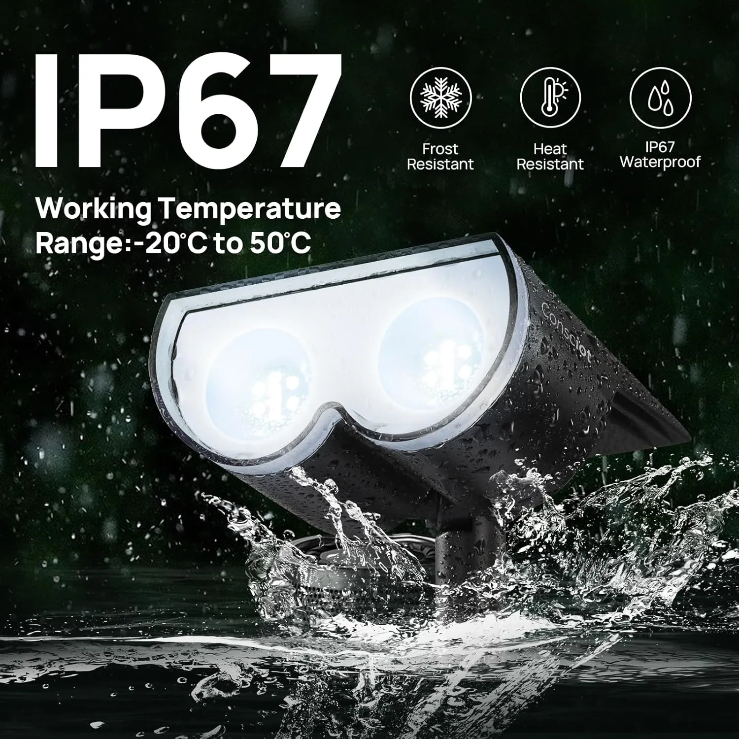 Solar Lights Outdoor Waterproof, Consciot 16 LEDs IP67 Spot Lights Outdoor, Auto On/Off Solar Garden Light, 2-in-1 Adjustable Wall Lights for Landscape Yard Pathway, Cool White 2 Pack
