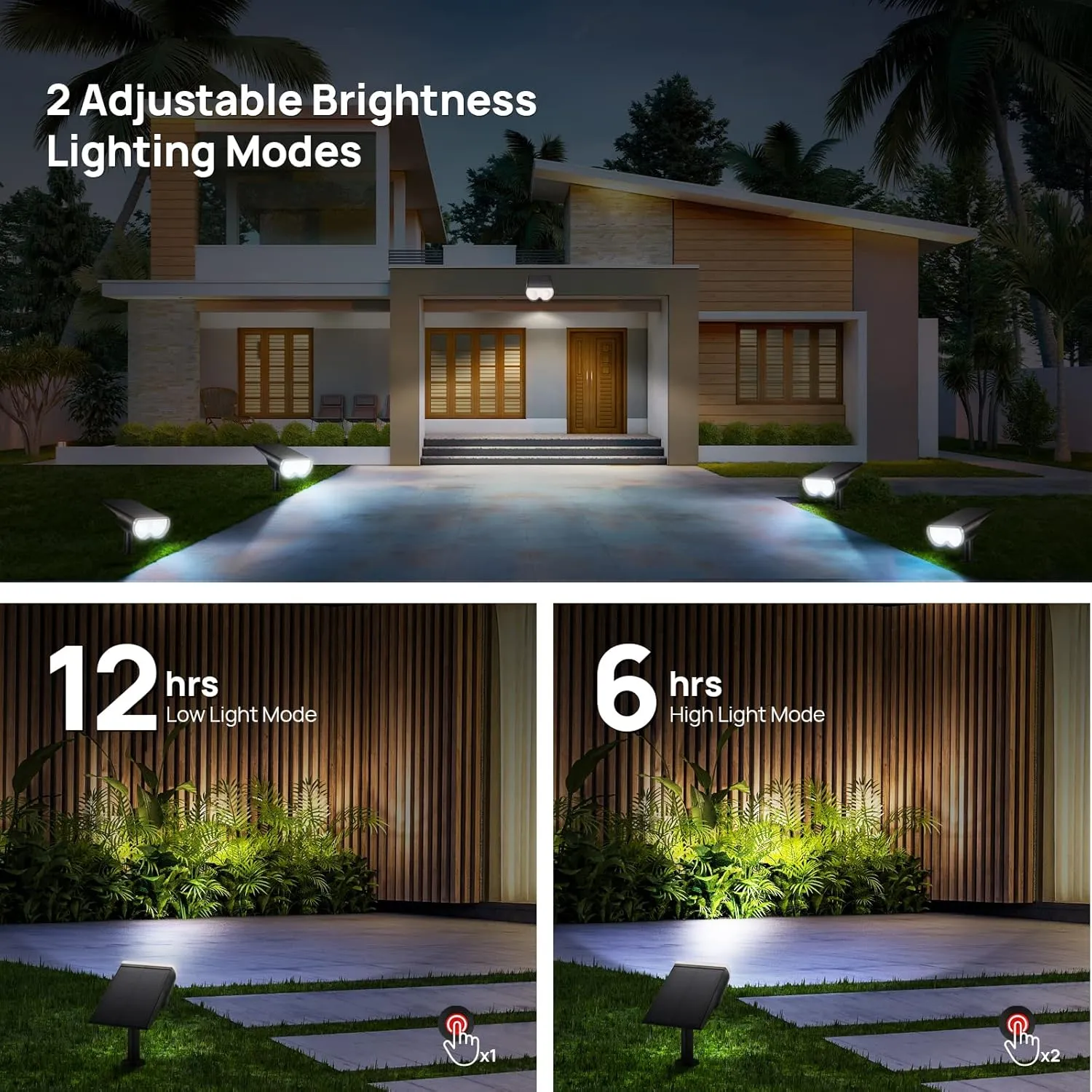 Solar Lights Outdoor Waterproof, Consciot 16 LEDs IP67 Spot Lights Outdoor, Auto On/Off Solar Garden Light, 2-in-1 Adjustable Wall Lights for Landscape Yard Pathway, Cool White 2 Pack