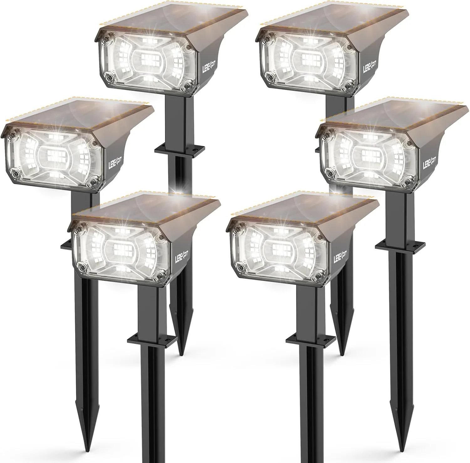 Solar Lights Outdoor Waterproof Landscape Lights, 40 LEDs Solar Spot Lights Outdoor Spotlights with 3 Light Modes, USB & Solar Powered Garden Yard Wall Lights Auto On/Off for Patio 6 Pack