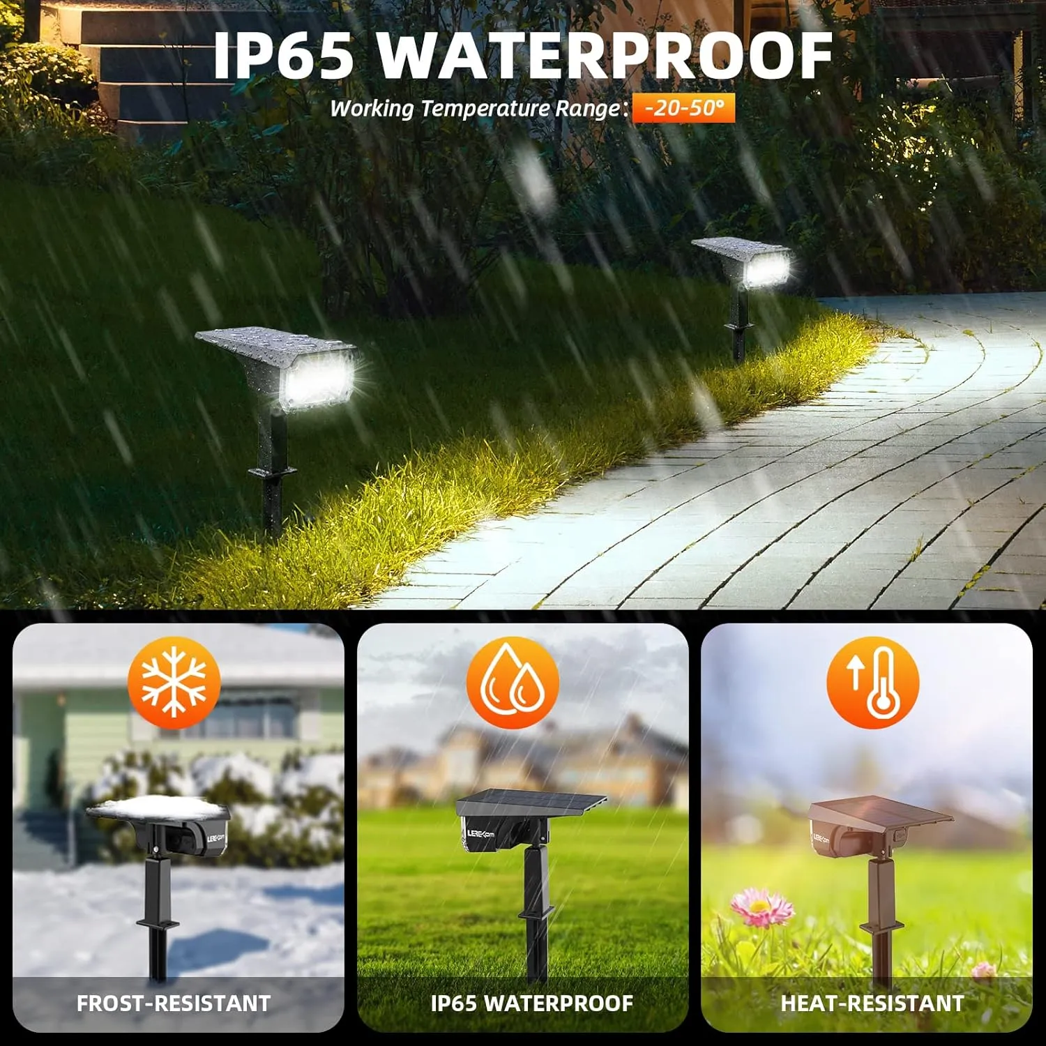 Solar Lights Outdoor Waterproof Landscape Lights, 40 LEDs Solar Spot Lights Outdoor Spotlights with 3 Light Modes, USB & Solar Powered Garden Yard Wall Lights Auto On/Off for Patio 6 Pack
