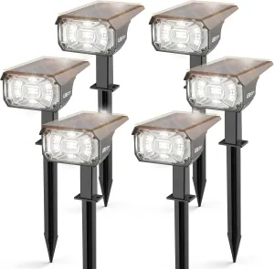 Solar Lights Outdoor Waterproof Landscape Lights, 40 LEDs Solar Spot Lights Outdoor Spotlights with 3 Light Modes, USB & Solar Powered Garden Yard Wall Lights Auto On/Off for Patio 6 Pack
