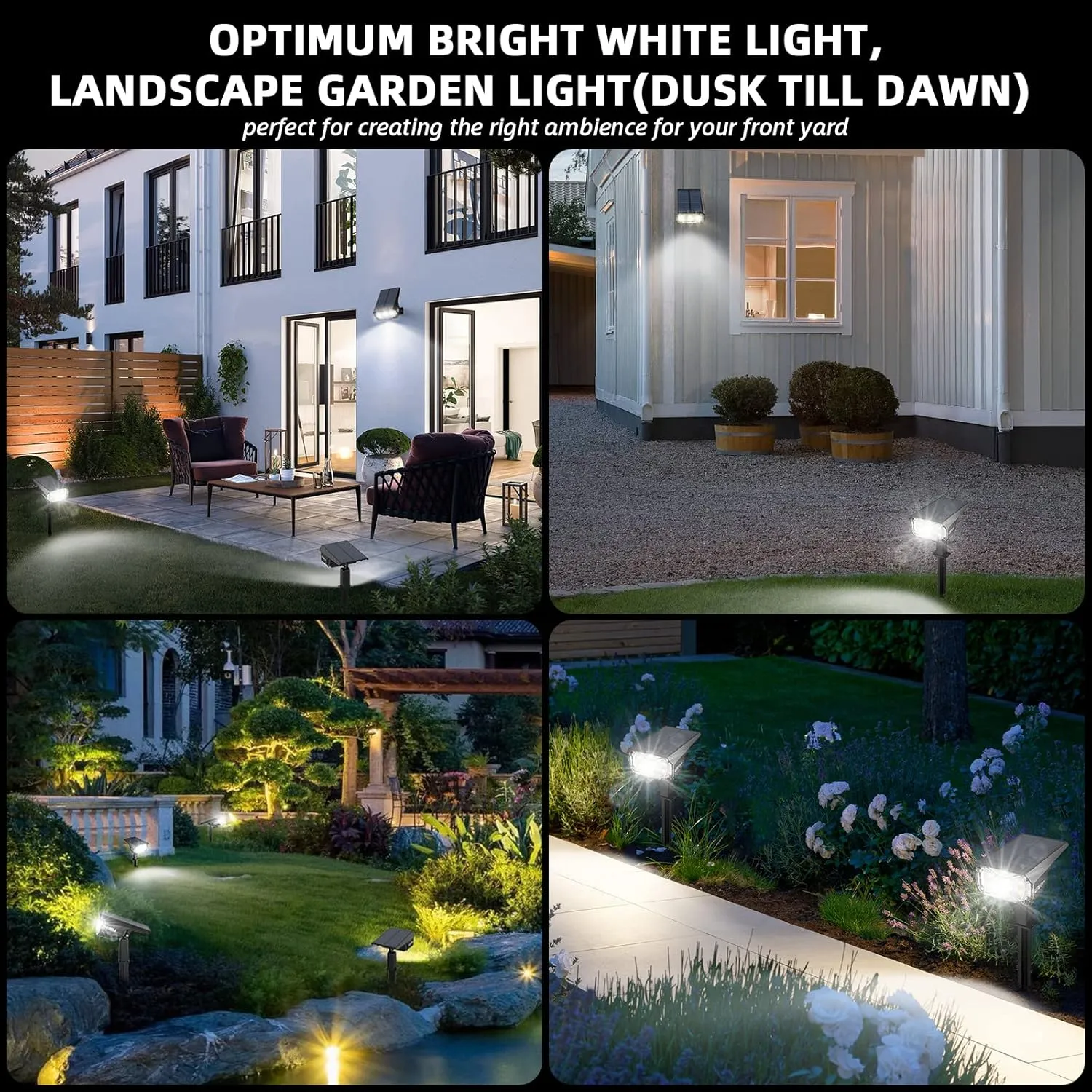 Solar Lights Outdoor Waterproof Landscape Lights, 40 LEDs Solar Spot Lights Outdoor Spotlights with 3 Light Modes, USB & Solar Powered Garden Yard Wall Lights Auto On/Off for Patio 6 Pack
