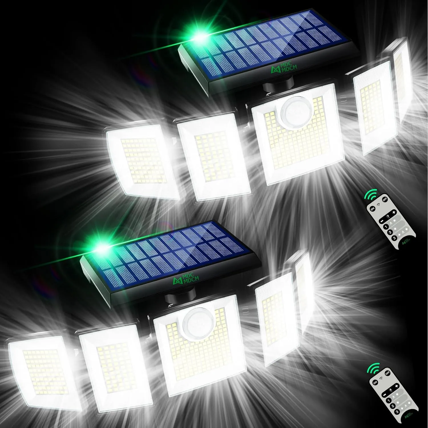 Solar Lights Outdoor Waterproof Motion Sensor - 416 LEDs 3000 Lumens Super Bright 3 Brightness 3 Modes 2400mAh 360° Illumination 32ft Solar Flood Security Light for Outside - 2Pack