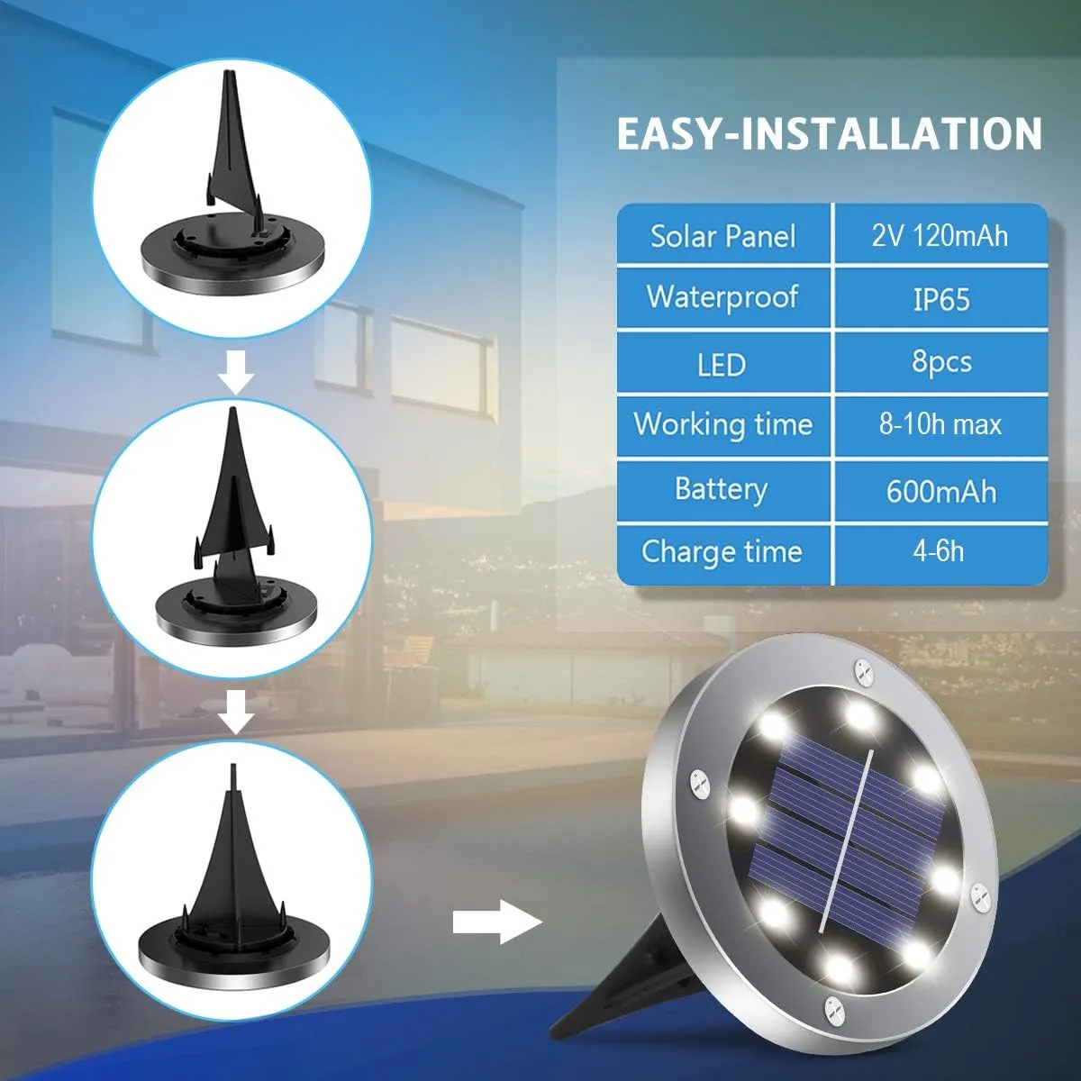 Solar Lights Outdoor,12 Pack Solar Lights Outdoor Waterproof,Garden Ground Light Landscape Lighting for Outside Patio Pathway Yard Lawn Driveway Deck Step Walkway(White Light)