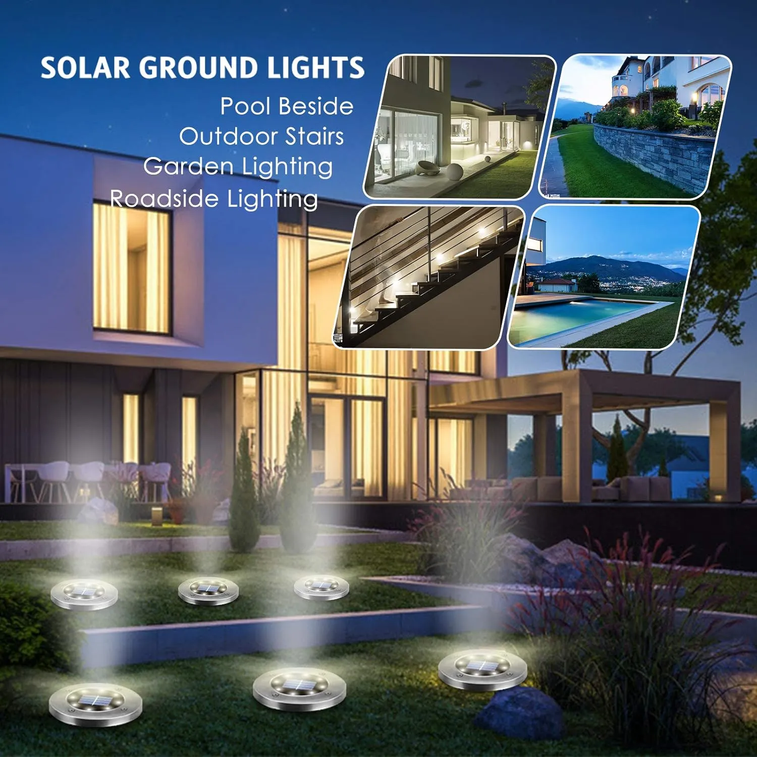 Solar Lights Outdoor,12 Pack Solar Lights Outdoor Waterproof,Garden Ground Light Landscape Lighting for Outside Patio Pathway Yard Lawn Driveway Deck Step Walkway(White Light)