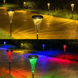 Solar Pathway Light, Outdoor Waterproof IP65, 4packs, Multi-Color Changing Warm White, LED Solar Powered Pathway Lights, Landscape Light, for Path Walkway, Backyard Christmas Lawn Decorative