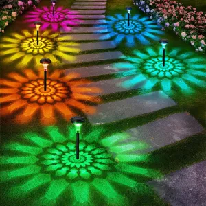 Solar Pathway Lights, 5 Pack Outdoor Garden Yard Light RGB Color Changing Warm White IP67 Waterproof, Solar Powered Garden Lights for Walkway Yard Backyard Lawn Landscape