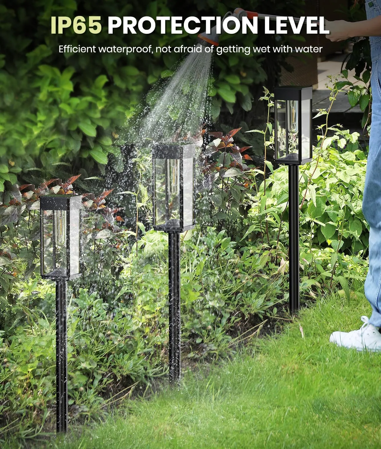 Solar Pathway Lights for Outside,4 Pack Garden Light Outdoor Waterproof IP65, Bright Pathway Lights Powered Classic Square Design for Walkway/Driveway (Cool White)