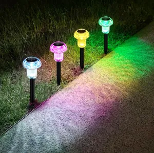 Solar Pathway Lights Outdoor 4 Pcs, LED Driveway Light Solar Powered, Garden Decor, Mushroom SolarLights Outdoor Waterproof for Outside Yard, Sidewalk, Lawn, Patio, Landscape, Easter, Christmas