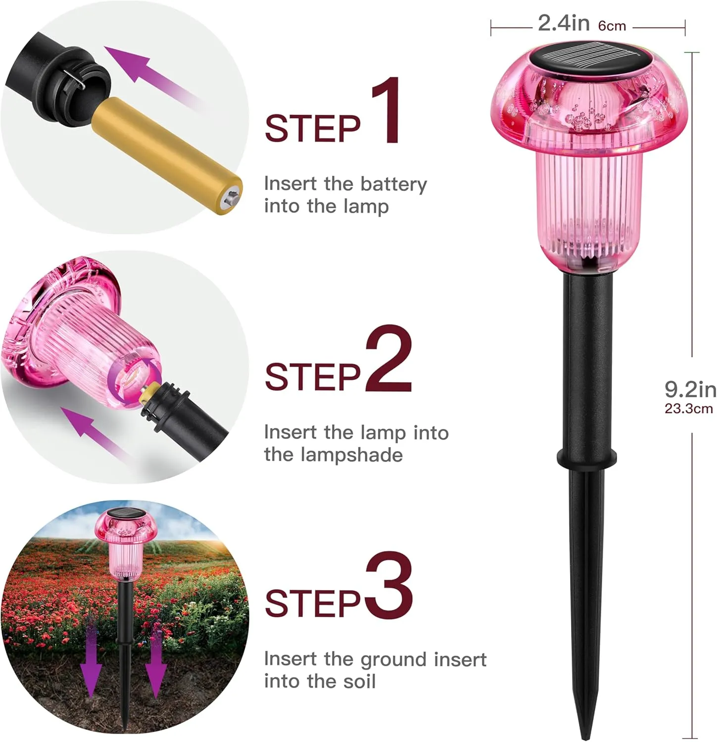 Solar Pathway Lights Outdoor 4 Pcs, LED Driveway Light Solar Powered, Garden Decor, Mushroom SolarLights Outdoor Waterproof for Outside Yard, Sidewalk, Lawn, Patio, Landscape, Easter, Christmas