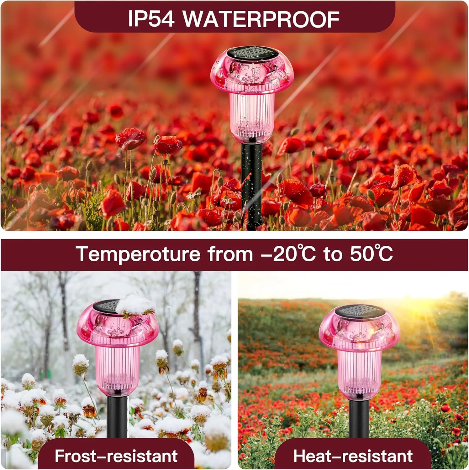 Solar Pathway Lights Outdoor 4 Pcs, LED Driveway Light Solar Powered, Garden Decor, Mushroom SolarLights Outdoor Waterproof for Outside Yard, Sidewalk, Lawn, Patio, Landscape, Easter, Christmas