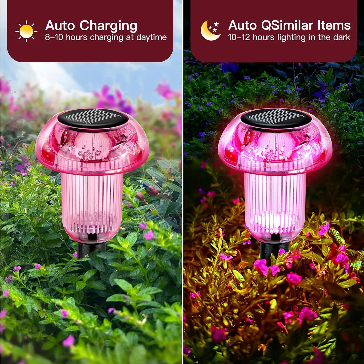 Solar Pathway Lights Outdoor 4 Pcs, LED Driveway Light Solar Powered, Garden Decor, Mushroom SolarLights Outdoor Waterproof for Outside Yard, Sidewalk, Lawn, Patio, Landscape, Easter, Christmas