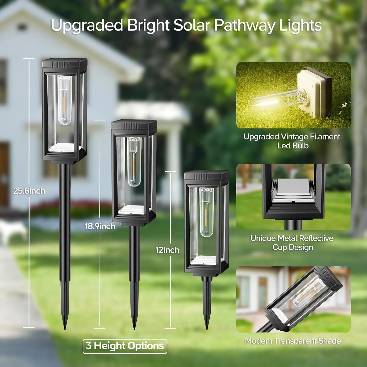 Solar Pathway Lights Outdoor, 6 Pack Solar Lights Waterproof, Auto On/Off, 15  Hours Runtime, Lighting for Garden Outside Yard Driveway Landscape Path Patio, Warm White