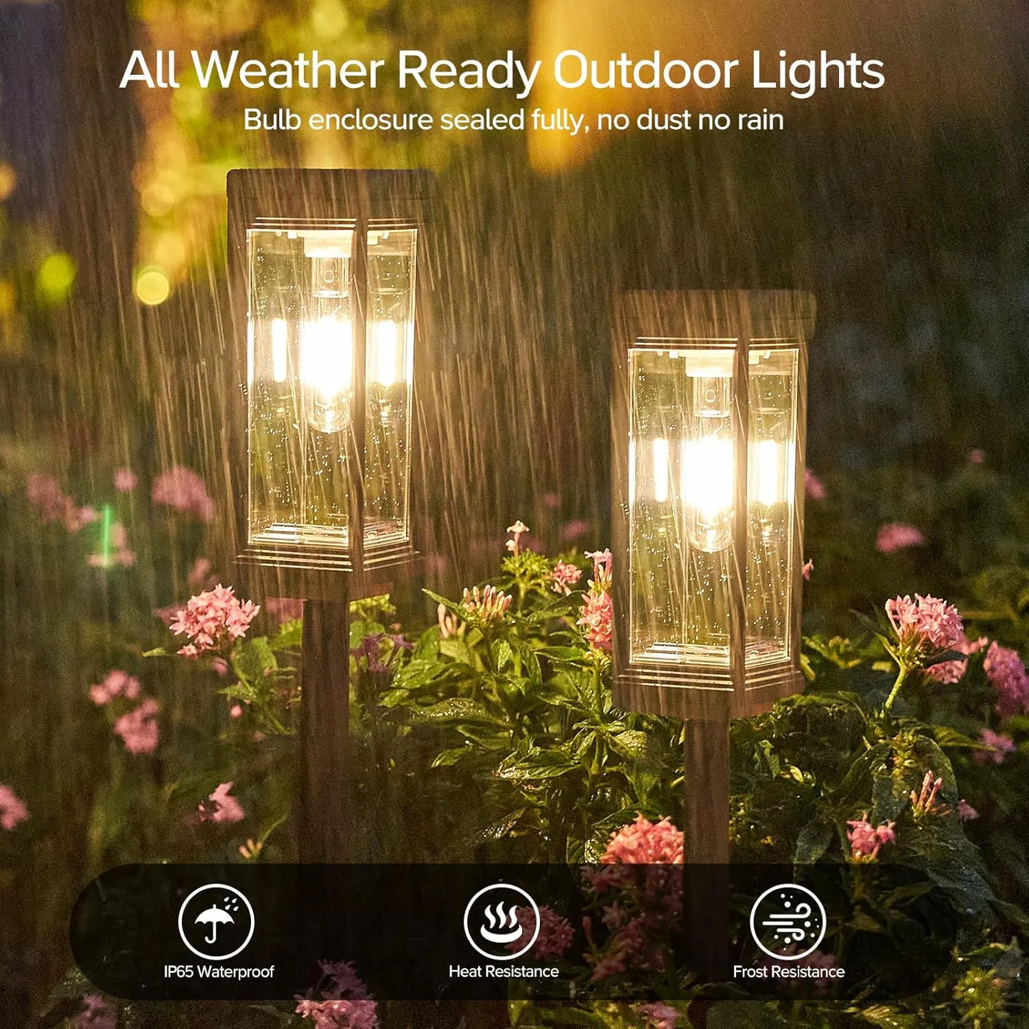 Solar Pathway Lights Outdoor, 6 Pack Solar Lights Waterproof, Auto On/Off, 15  Hours Runtime, Lighting for Garden Outside Yard Driveway Landscape Path Patio, Warm White