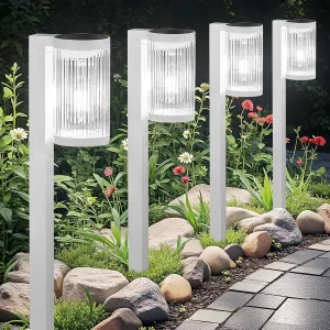 Solar Pathway Lights Outdoor, 6 Pack Upgraded Outdoor Solar Lights for Outside Super Bright Up to 12Hrs, IP65 Waterproof Solar Garden Lights for Yard Landscape Path Walkway Decoration(Cool White)