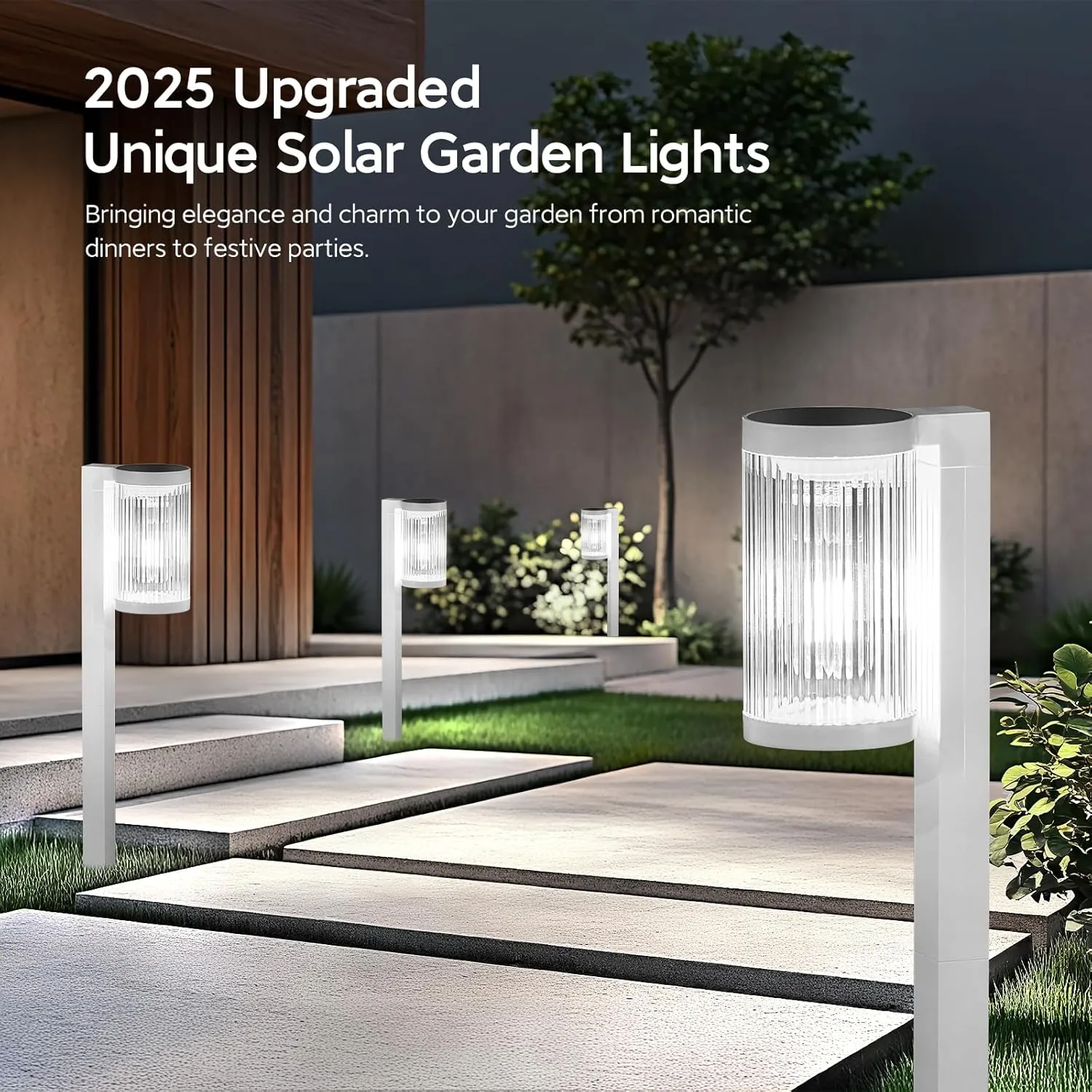 Solar Pathway Lights Outdoor, 6 Pack Upgraded Outdoor Solar Lights for Outside Super Bright Up to 12Hrs, IP65 Waterproof Solar Garden Lights for Yard Landscape Path Walkway Decoration(Cool White)