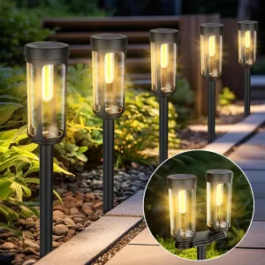 Solar Pathway Lights Outdoor, Bright 8 Pack Solar Powered Garden Lights Waterproof, Auto On/Off Yard Lawn Patio Walkway Driveway Decor Landscape Lighting Warm Lights