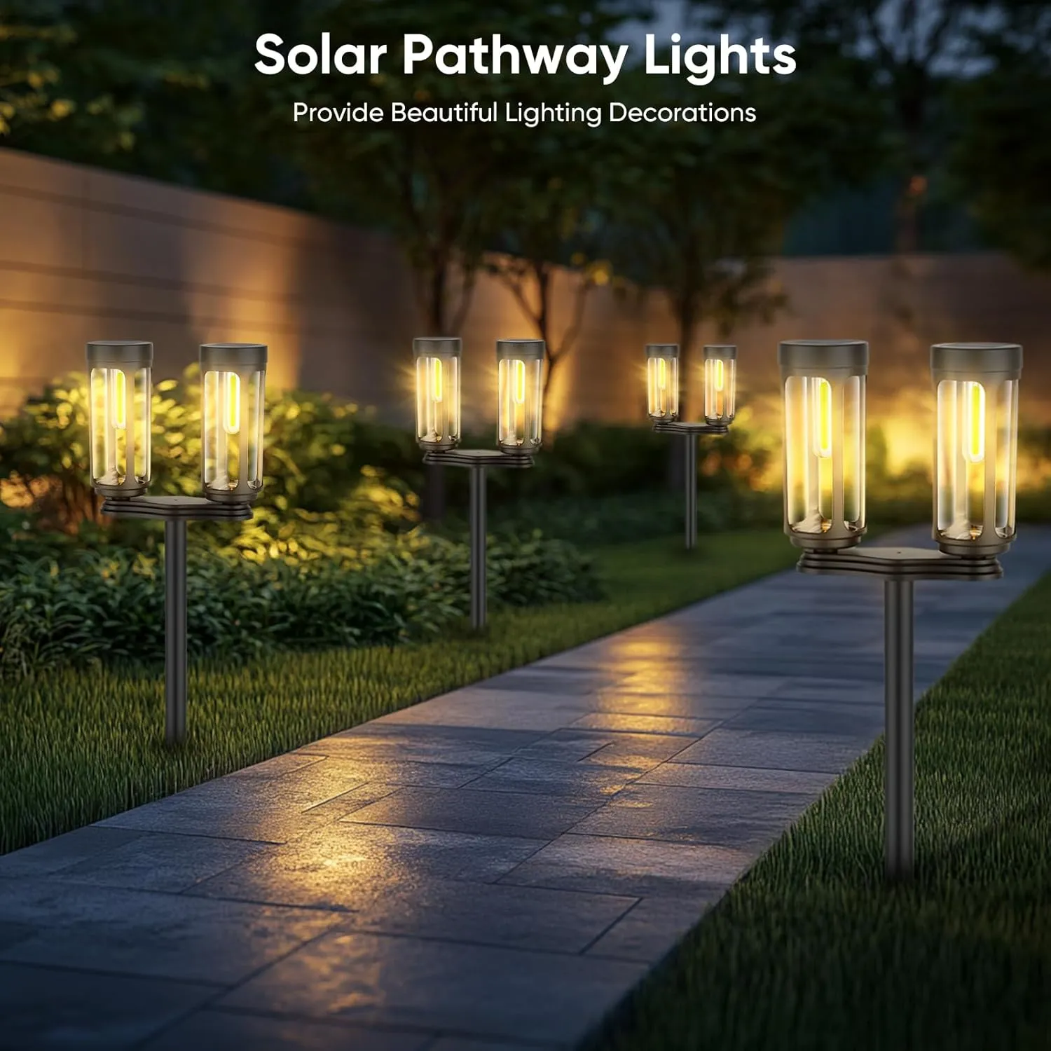 Solar Pathway Lights Outdoor, Bright 8 Pack Solar Powered Garden Lights Waterproof, Auto On/Off Yard Lawn Patio Walkway Driveway Decor Landscape Lighting Warm Lights