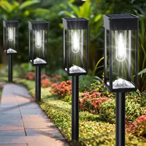 Solar Pathway Lights Outdoor IP65 Waterproof, 6 Pack 6500K LED Auto On/Off Walkway Landscape Light for Yard Lawn Garden Patio Driveway Outside Decor, Cool White